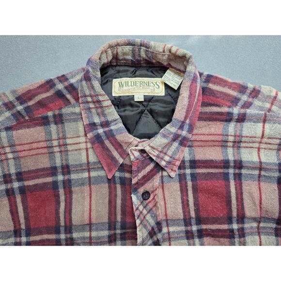 Vintage Wilderness Mens Large Plaid Quilted Insulated Jacket Button Down Chore - Picture 2 of 8